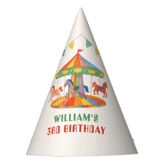 Schattige Carrouselverjaardag Feesthoedjes (Voorkant)
