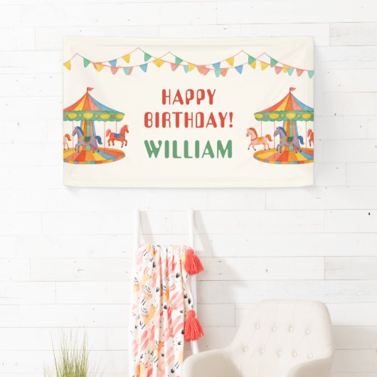 Schattige Carrouselverjaardag Spandoek (Insitu)