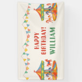 Schattige Carrouselverjaardag Spandoek (Verticaal)