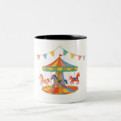 Schattige Carrouselverjaardag Tweekleurige Koffiemok (Center)