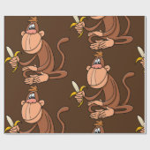 Schattige cartoon aap met banaan grappig dier cadeaupapier (Vlak)