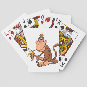 Schattige Cartoon Aap met Banaan Grappig Dier Pokerkaarten