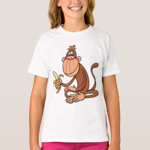 Schattige cartoon aap met banaan grappig dier t-shirt