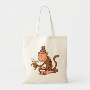 Schattige Cartoon Aap met Banaan Grappig Dier Tote Bag