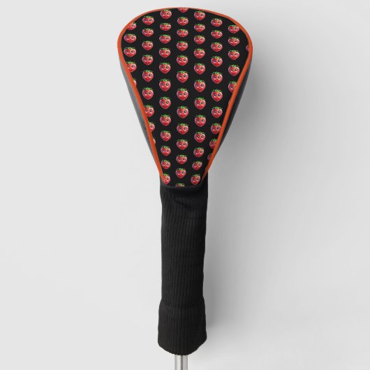 Schattige Cartoon aardbei karakter Golfheadcover (Voorkant)