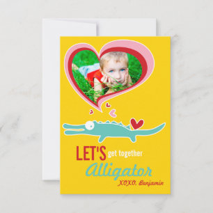 Schattige Cartoon-alligator Klaslokaal Valentijnsd Kaart