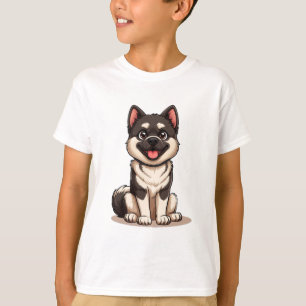 Schattige Cartoon Amerikaanse Akita Hond Hondenlie T-shirt