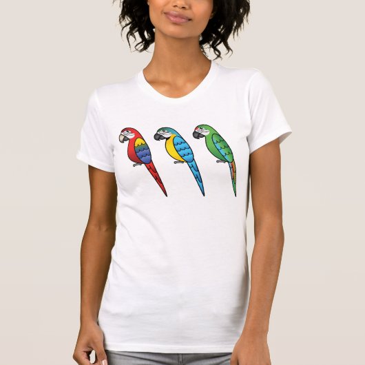 Schattige Cartoon Ara Papegaai Vogels T-shirt (Voorkant)