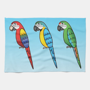 Schattige Cartoon Ara Papegaai Vogels Theedoek