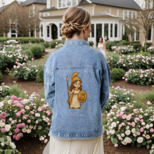 Schattige Cartoon Athena – Griekse Godin Mythologi Denim Jacket