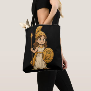 Schattige Cartoon Athena – Griekse Godin Mythologi Tote Bag