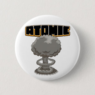 Schattige cartoon atoomzwam wolk ansichtkaart ronde button 5,7 cm