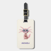 Schattige Cartoon Axolotl gepersonaliseerd Bagagelabel (Voorkant verticaal)
