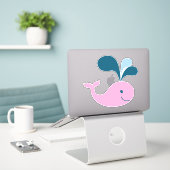 Schattige Cartoon Baby Whale Sticker (Laptop op bureau)