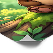 Schattige Cartoon Babybeer in het Bos Poster (Hoek)