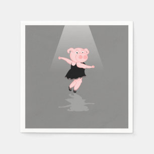 Schattige Cartoon balletdansvarken Servetten