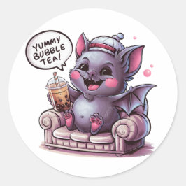 Schattige Cartoon Bat: Gezellig, Kawaii Vibes Ronde Sticker