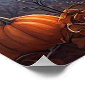 Schattige Cartoon Bat op Jack-o'-Lantern Poster (Hoek)