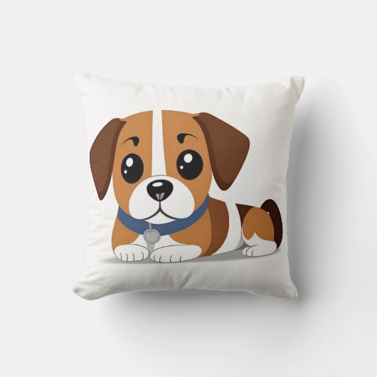 Schattige Cartoon Beagle Puppy Liggend Kussen (Voorkant)