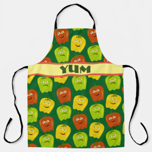 Schattige Cartoon Bell Peppers Personages Plezier Schort