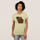 Schattige Cartoon Bever Grappig Bosdier T-shirt (Voorkant volledig)
