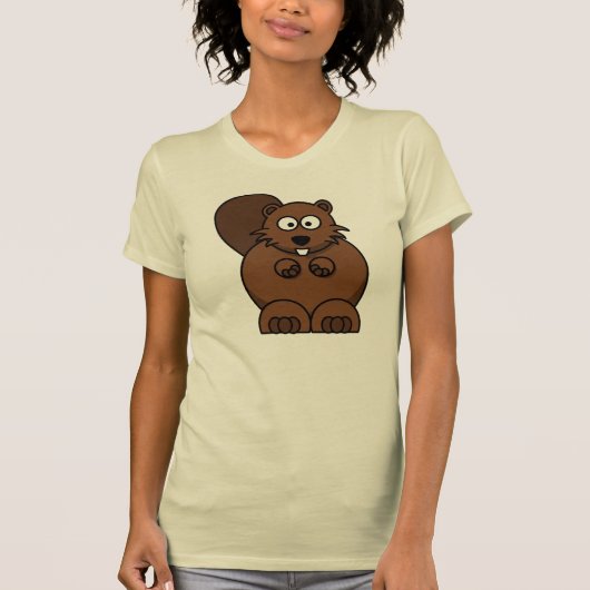 Schattige Cartoon Bever Grappig Bosdier T-shirt (Voorkant)