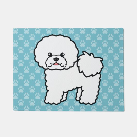 Schattige Cartoon Bichon Frise Hond Deurmat (Voorkant)