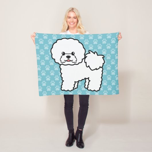 Schattige Cartoon Bichon Frise Hond Fleece Deken (In situ)