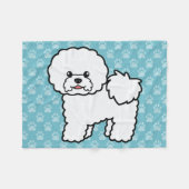 Schattige Cartoon Bichon Frise Hond Fleece Deken (Voorkant (Horizontaal))