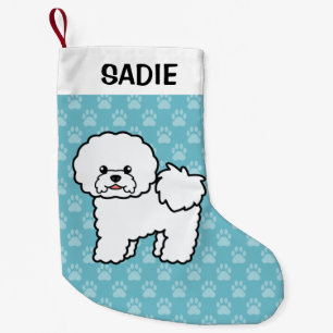 Schattige Cartoon Bichon Frise Hond Kleine Kerstsok