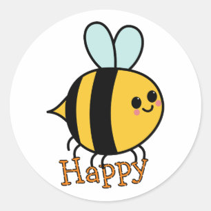 Schattige Cartoon Bij Gelukkig  Ronde Sticker