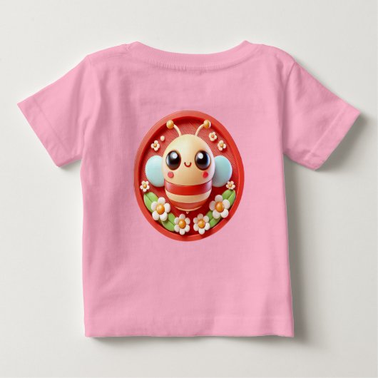 Schattige Cartoon bij met bloemen versierd (Achterkant)