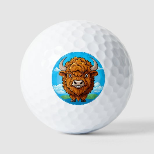 Schattige Cartoon Bizon Golfballen (Voorkant)