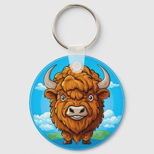 Schattige Cartoon Bizon Sleutelhanger (Voorkant)