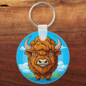 Schattige Cartoon Bizon Sleutelhanger (Voorkant)
