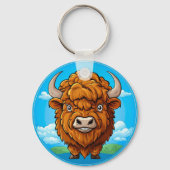Schattige Cartoon Bizon Sleutelhanger (Achterkant)