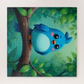 Schattige Cartoon Blauwe Vogel Legpuzzel (Horizontaal)