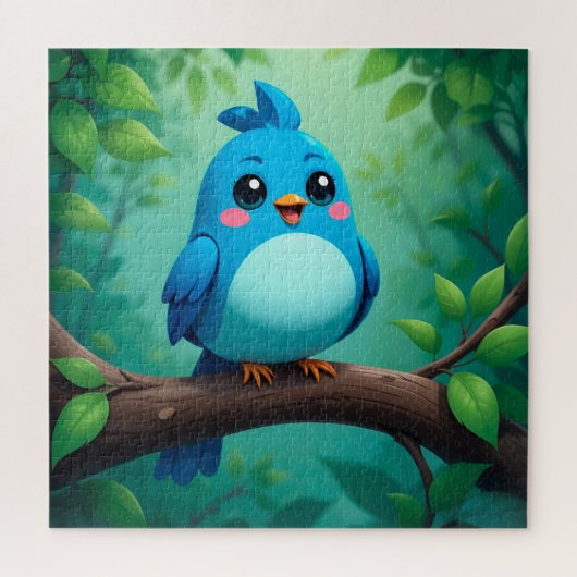 Schattige Cartoon Blauwe Vogel Legpuzzel (Verticaal)