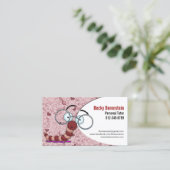 Schattige Cartoon Boekenworm Tutor Rood Visitekaar Visitekaartje (Staand voorkant)