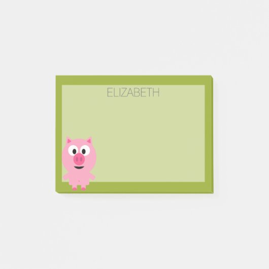 Schattige Cartoon Boerderij Varken - Roze en Lime  Post-it® Notes (Voorkant)