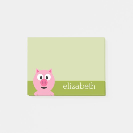Schattige Cartoon Boerderij Varken - Roze en Limoe Post-it® Notes (Voorkant)