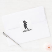 Schattige Cartoon Boys BLack Ninja Boekenlabel Vierkante Sticker (Envelop)