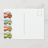 Schattige Cartoon Brandweerwagen Ansichtkaart Briefkaart (Achterkant)