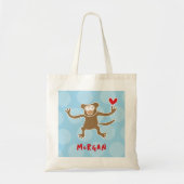Schattige Cartoon bruin aap liefde leuke Stippen j Tote Bag (Voorkant)