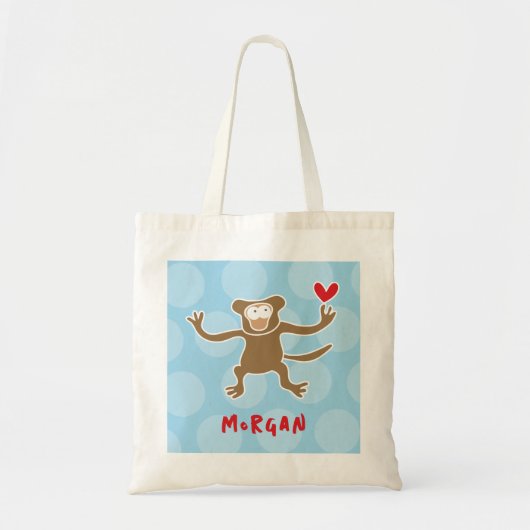 Schattige Cartoon bruin aap liefde leuke Stippen j Tote Bag (Voorkant)