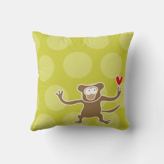 Schattige Cartoon bruin aap liefde leuke Stippen k Kussen (Achterkant)