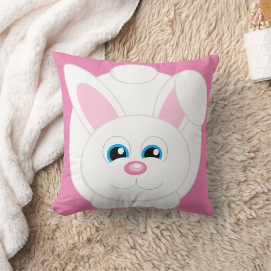 Schattige Cartoon Bunny Roze Sierkussen (Deken)