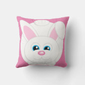 Schattige Cartoon Bunny Roze Sierkussen (Achterkant)