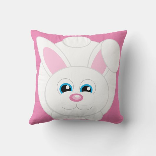Schattige Cartoon Bunny Roze Sierkussen (Achterkant)
