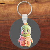 Schattige Cartoon Cactus Character Sleutelhanger (Voorkant)